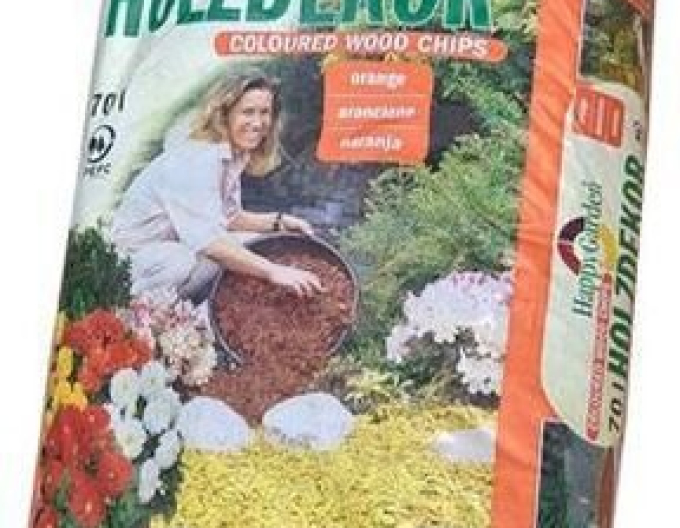 Dekorativní dřevěné štěpky oranžové 60l