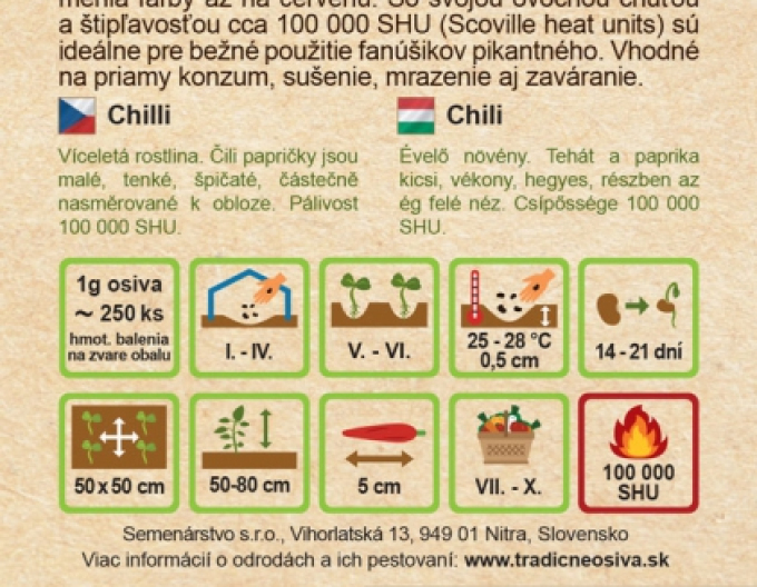 Semenářství Paprika roční Chilli Bird´s Eye