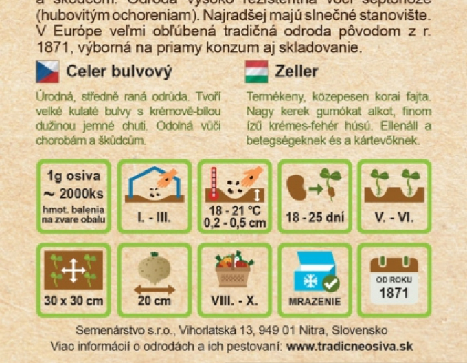 Semenářství Celer bulvový Prager Riesen