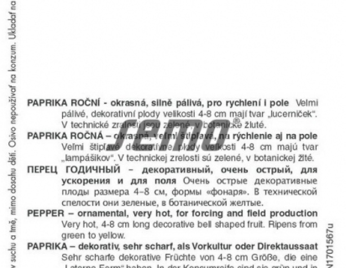 Osivo Roční papriky Habanero Lemon