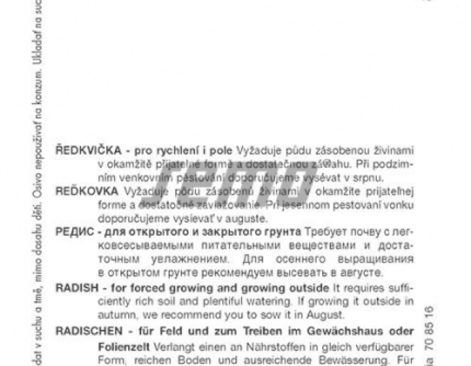 Semena Ředkev červenobíla ´Slavia´
