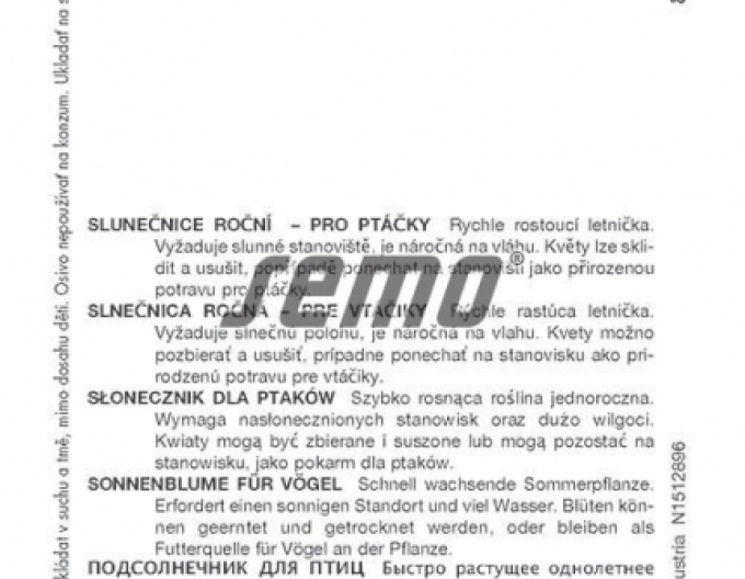 Semo Slunečnice roční Pro ptáky