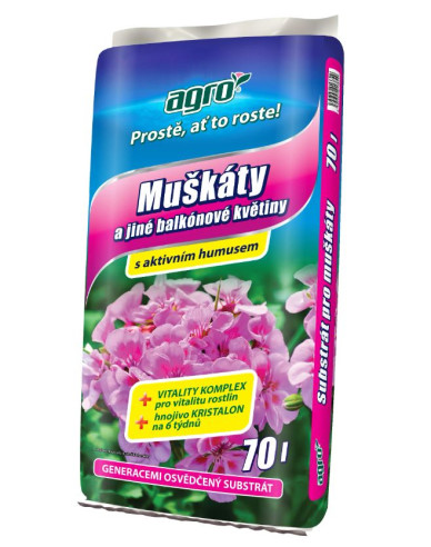 AGRO Substrát pro muškáty a další balkónové květiny 70l
