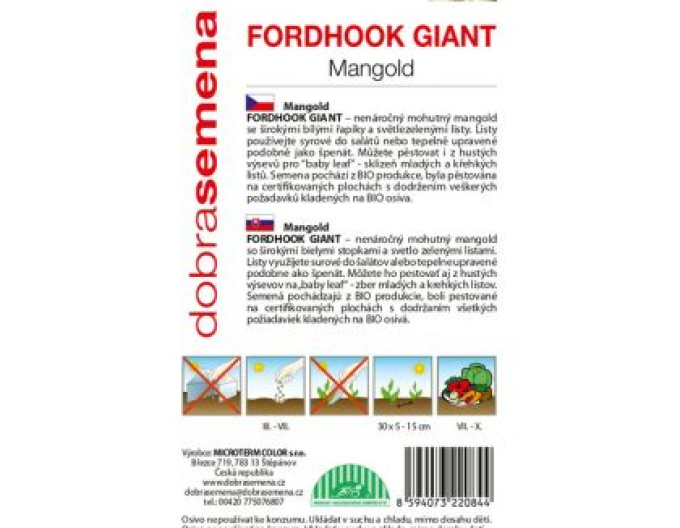 Dobrá semena Mangold ´Fordhook Giant Bio´