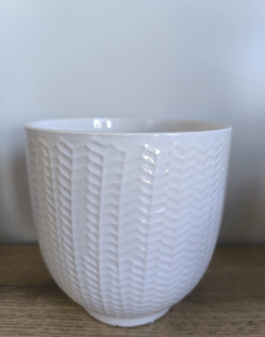 Keramický obal na květináč bílý s leskem