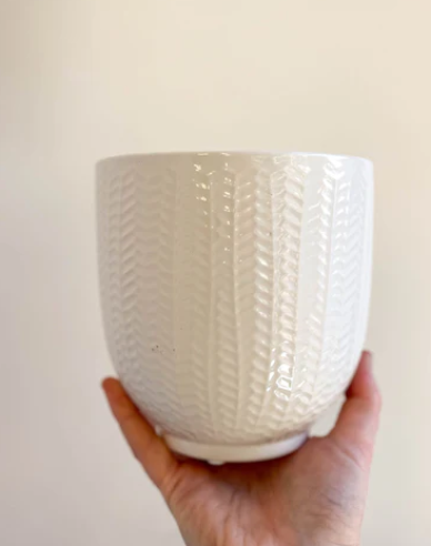 Keramický obal na květináč bílý s leskem