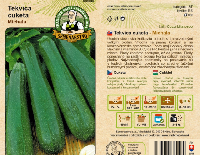 Semenářství Dýně cuketa / Dýňový keř - cuketa ´Michala´